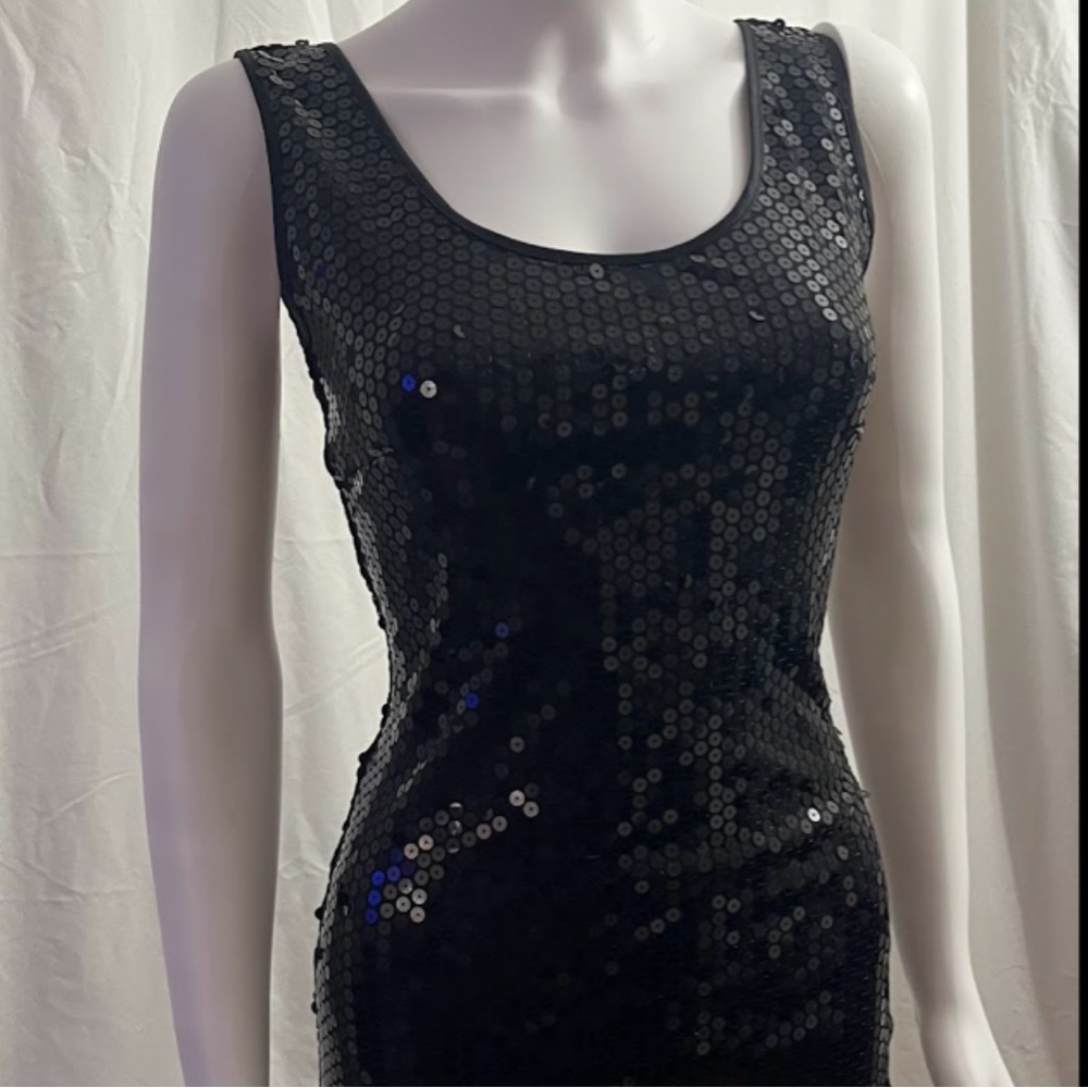 Elegant Black Sequin Mini Dress